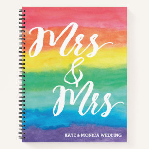 Mrs & Mrs Rainbow Lesbian Wedding Notebook