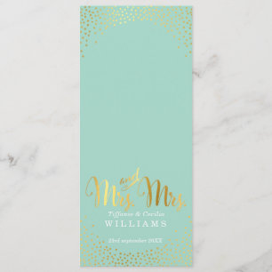 MRS & MRS RECEPTION DINNER MENU gold confetti mint