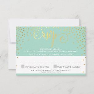 MRS & MRS RSVP RÉPONDRE Monnaie de confettis d'or 