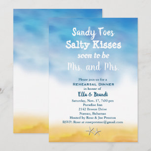 Mrs. & Mrs. Sandy Toes Rehearsal Dinner sky & sand Invitation
