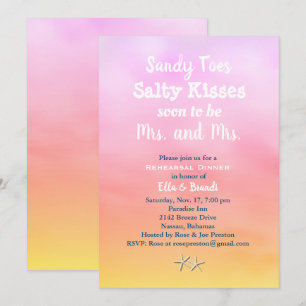 Mrs. & Mrs. Sandy Toes Rehearsal Dinner sunset Invitation