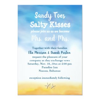 Mrs. & Mrs. Sandy Toes Wedding Invite - sky & sand