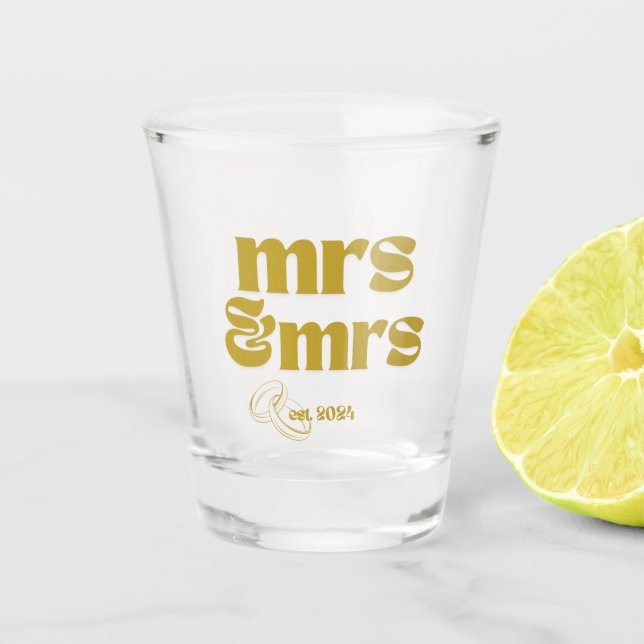 mrs & mrs shot glass est. 2024 (Front)