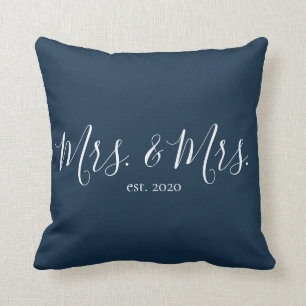 Mrs. & Mrs. Throw Pillow for Newlyweds Anniversary