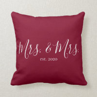 Mrs. & Mrs. Throw Pillow for Newlyweds Anniversary