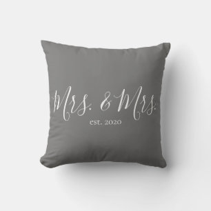 Mrs. & Mrs. Throw Pillow for Newlyweds Anniversary