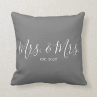 Mrs. & Mrs. Throw Pillow for Newlyweds Anniversary