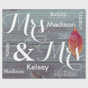 Mrs & Mrs Wedding/Anniversary Personalized Names Wrapping Paper
