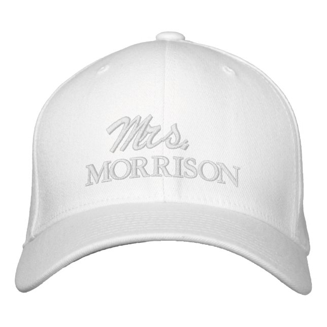 Mrs. name blush pink custom script elegant chic embroidered hat (Front)
