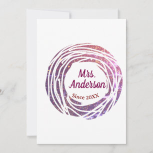 Mrs name pink mauve border since year wedding brid invitation