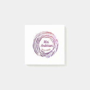 Mrs name pink mauve border since year wedding brid post-it notes