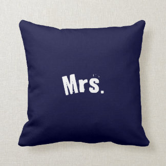 Mrs. Navy Blue Accent Pillow