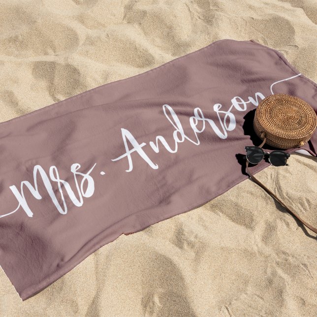 Mrs. New Name Bride Wedding Honeymoon Beach Towel (Creator Uploaded)