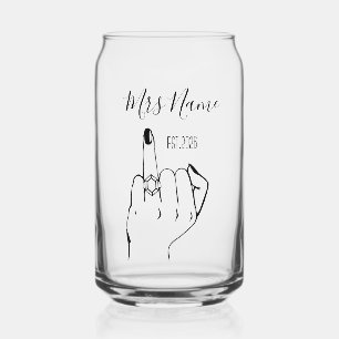 Mrs Newly Wed Personalised Engagement Ring Finger  Can Glass