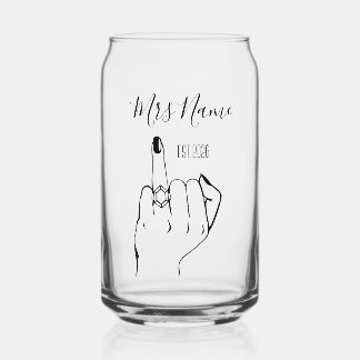 Mrs Newly Wed Personalised Engagement Ring Finger  Can Glass