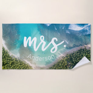 Mrs. Newlywed Beach Photo Bride Personalized Beach Towel