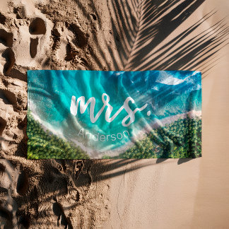 Mrs. Newlywed Beach Photo Bride Personalized Towel