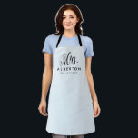 Mrs newlywed bride personalized blue apron<br><div class="desc">For the newlywed,  this light blue and black apron features "Mrs." in an elegant and modern script along with a last name and "established" date. Makes a cute bridal shower or bachelorette gift!</div>