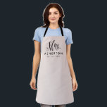 Mrs newlywed bride personalized blush pink apron<br><div class="desc">For the newlywed,  this blush pink and black apron features "Mrs." in an elegant and modern script along with a last name and "established" date. Makes a cute bridal shower or bachelorette gift!</div>