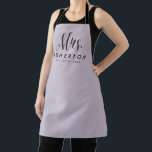 Mrs newlywed bride personalized lilac purple apron<br><div class="desc">For the newlywed,  this lavender purple and black apron features "Mrs." in an elegant and modern script along with a last name and "established" date. Makes a cute bridal shower,  wedding or bachelorette gift!</div>