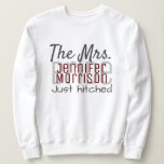 Mrs. Newlywed Modern Maroon Wedding Clothing Sweatshirt<br><div class="desc">Newlywed Wedding Gifts - Mrs. Newlywed Modern Maroon Script Wedding Clothing Sweatshirt Sweater - Feel free to personalize and customize. Edit option are available.</div>