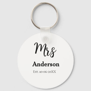Mrs newlywed wife bride name date year est. Simple Keychain