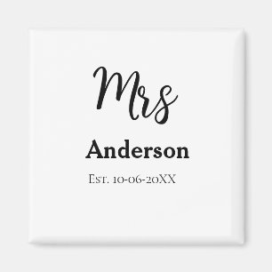 Mrs newlywed wife bride name date year est. Simple Magnet