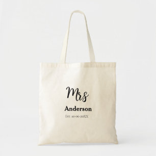 Mrs newlywed wife bride name date year est. Simple Tote Bag