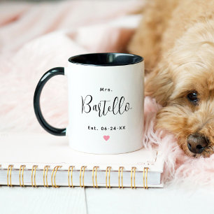 Mrs Personalized Black Script Last Name Wedding Mug