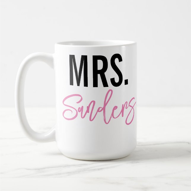 Mrs. Personalized mug for teacher or newlywed (Left)