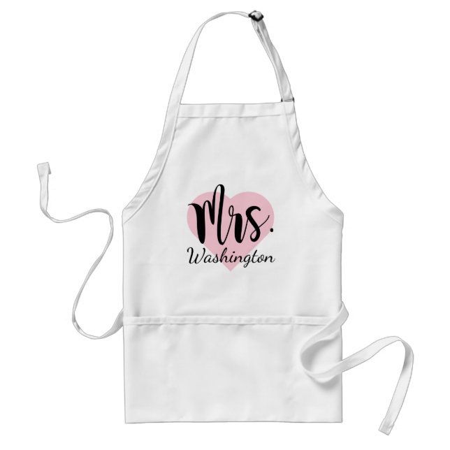 Mrs Pink Heart Custom Wedding Monogram Standard Apron (Front)