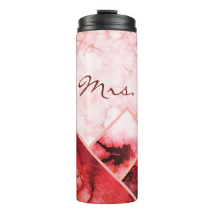 Mrs. Pink Marble Mountains Colour Block Personaliz Thermal Tumbler