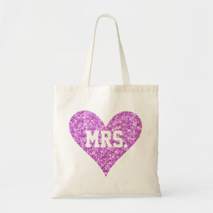 Mrs. - Pink Sparkle Glitter Heart Tote Bag