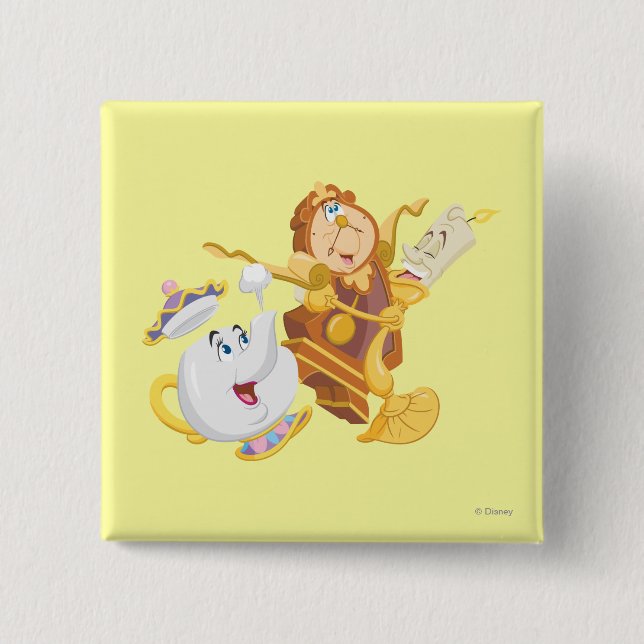 Mrs. Potts & Friends 2 Inch Square Button (Front)