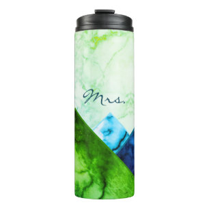 Mrs. Rainbow Marble Mountains Colour Block Custom  Thermal Tumbler