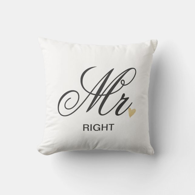 Mrs. RIGHT Throw Pillow (Front)