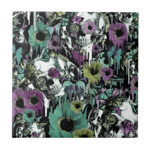 Mrs. Sandman, floral skull pattern Tile