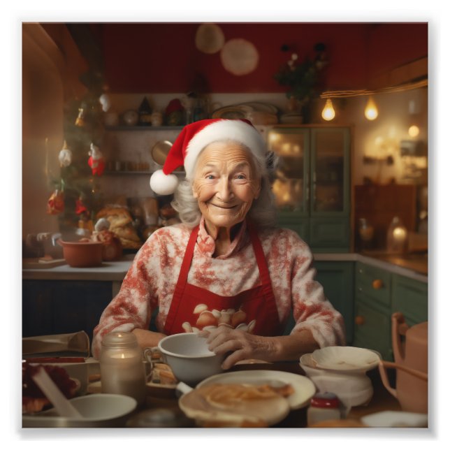 Mrs Santa Baking Cake Photo Print (Front)