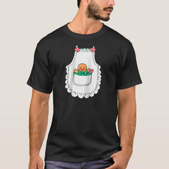 Mrs Santa Claus Apron Gingerbread Candy Cane Chris T-Shirt (Front)