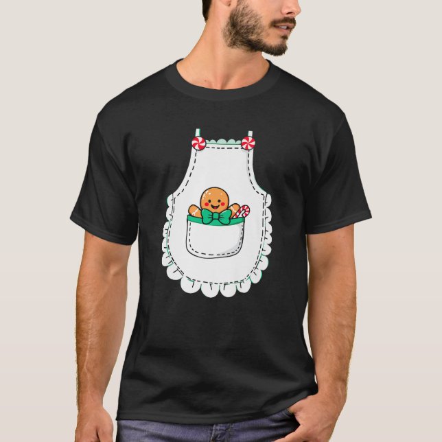 Mrs Santa Claus Apron Gingerbread Candy Cane Chris T-Shirt (Front)
