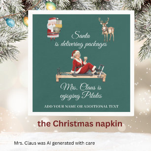 Mrs. Santa Claus Enjoys Pilates Name Napkin