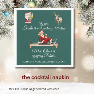 Mrs. Santa Claus Enjoys Pilates Name Napkin
