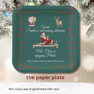 Mrs. Santa Claus Enjoys Pilates Name Paper Plate