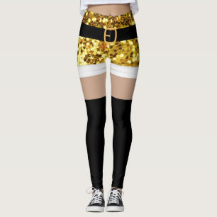Mrs Santa Claus Gold glitter Leggings
