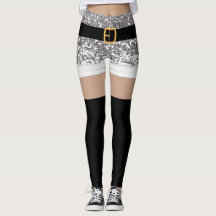 Mrs Santa Claus Silver glitter Leggings