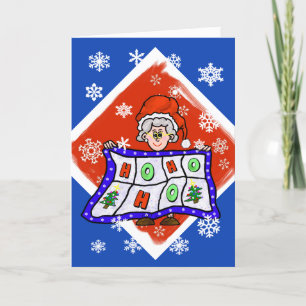 Mrs. Santa with Christmas Quilt Greeting Card
