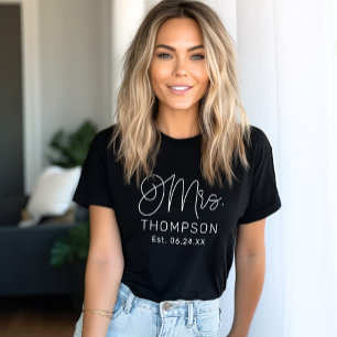 Mrs Script Calligraphy Monogram Newlywed Tri-Blend Shirt