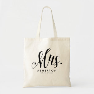 Mrs. script personalized newlywed bride tote bag