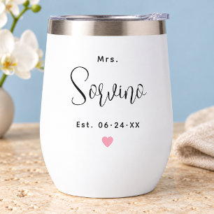 Mrs Script Wedding Date Custom Last Name