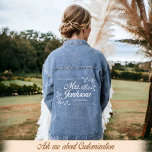 Mrs Script White Frame Bride's Name Wedding Bride  Denim Jacket<br><div class="desc">Mrs Script White Frame Bride's Name Wedding Bride Denim Jacket</div>